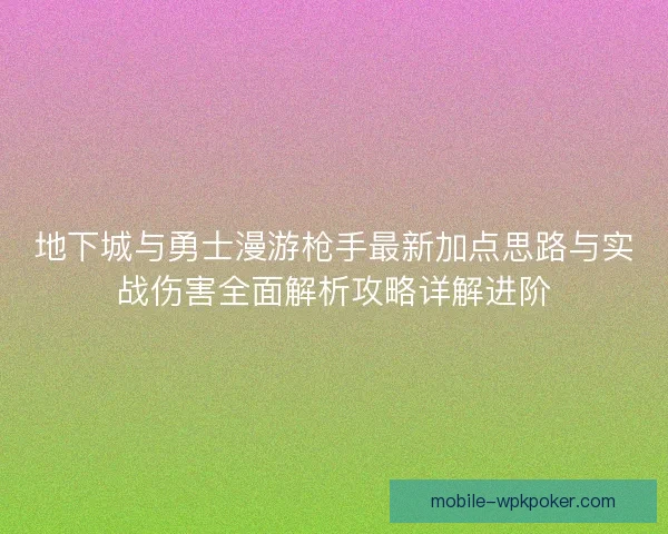 地下城与勇士漫游枪手最新加点思路与实战伤害全面解析攻略详解进阶